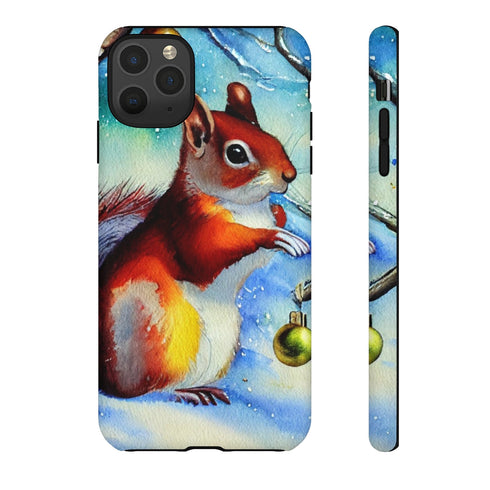 A Squirrel Decorates the Forest for Christmas - Impact Resistant Phone Case iPhone 11 Pro Max Matte